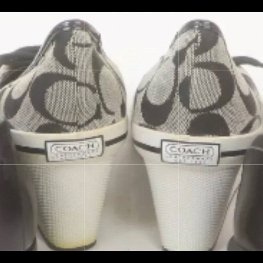 Coach Women's Diaz Classic Print Bow Wedge Heels Shoes 6B Black - Picture 6 of 7